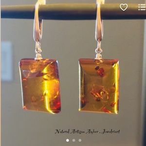 Natural Amber Earrings. Amber Dangle Earrings.